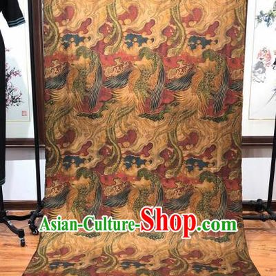 Asian Chinese Traditional Phoenix Pattern Design Purplish Red Gambiered Guangdong Gauze Fabric Silk Material