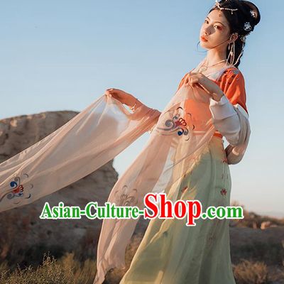 Chinese Ancient Court Maid Hanfu Dress Traditional Tang Dynasty Flying Apsaras Goddess Dance Costumes for Women