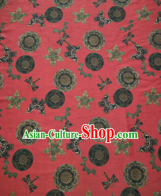 Asian Chinese Traditional Pattern Design Red Gambiered Guangdong Gauze Fabric Silk Material Asian Chinese Traditional Pattern Design Red Gambiered Guangdong Gauze Fabric Silk Material