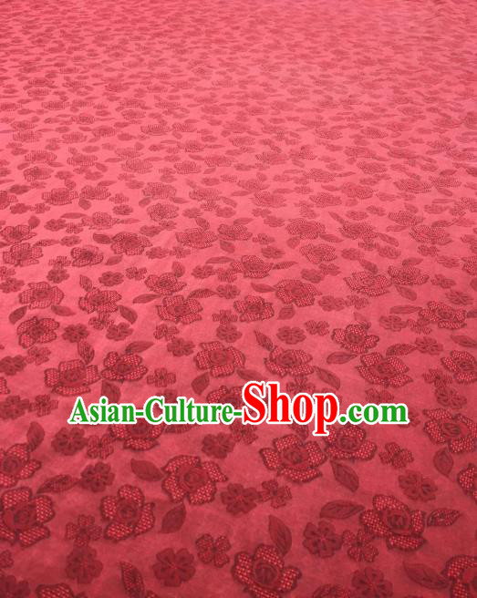 Asian Chinese Traditional Roses Pattern Design Red Gambiered Guangdong Gauze Fabric Silk Material Asian Chinese Traditional Roses Pattern Design Red Gambiered Guangdong Gauze Fabric Silk Material