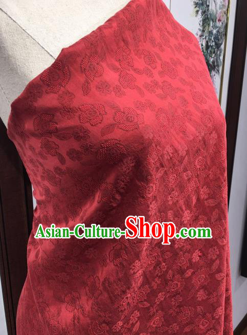 Asian Chinese Traditional Roses Pattern Design Red Gambiered Guangdong Gauze Fabric Silk Material Asian Chinese Traditional Roses Pattern Design Red Gambiered Guangdong Gauze Fabric Silk Material