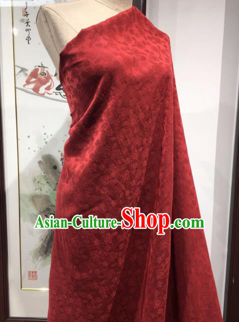 Asian Chinese Traditional Roses Pattern Design Red Gambiered Guangdong Gauze Fabric Silk Material Asian Chinese Traditional Roses Pattern Design Red Gambiered Guangdong Gauze Fabric Silk Material