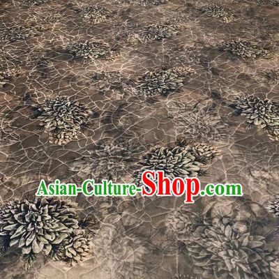 Asian Chinese Traditional Flowers Pattern Design Grey Gambiered Guangdong Gauze Fabric Silk Material