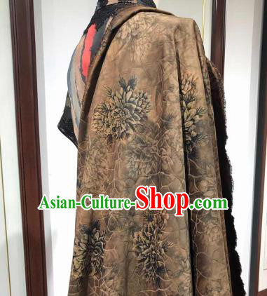 Asian Chinese Traditional Flowers Pattern Design Grey Gambiered Guangdong Gauze Fabric Silk Material Asian Chinese Traditional Flowers Pattern Design Grey Gambiered Guangdong Gauze Fabric Silk Material