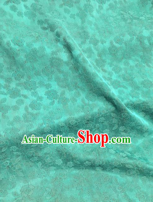 Asian Chinese Traditional Roses Pattern Design Green Gambiered Guangdong Gauze Fabric Silk Material