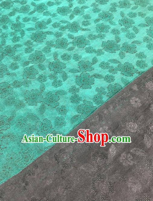 Asian Chinese Traditional Roses Pattern Design Green Gambiered Guangdong Gauze Fabric Silk Material