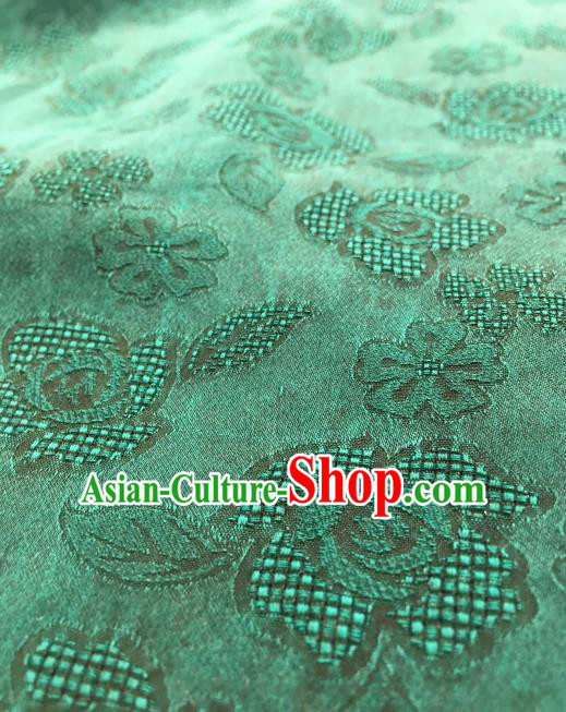 Asian Chinese Traditional Roses Pattern Design Green Gambiered Guangdong Gauze Fabric Silk Material