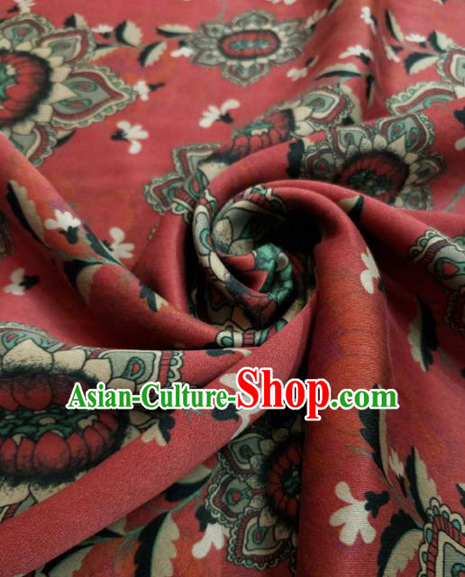 Asian Chinese Traditional Sunflowers Pattern Design Red Gambiered Guangdong Gauze Fabric Silk Material Asian Chinese Traditional Sunflowers Pattern Design Red Gambiered Guangdong Gauze Fabric Silk Material