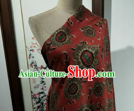 Asian Chinese Traditional Sunflowers Pattern Design Red Gambiered Guangdong Gauze Fabric Silk Material Asian Chinese Traditional Sunflowers Pattern Design Red Gambiered Guangdong Gauze Fabric Silk Material