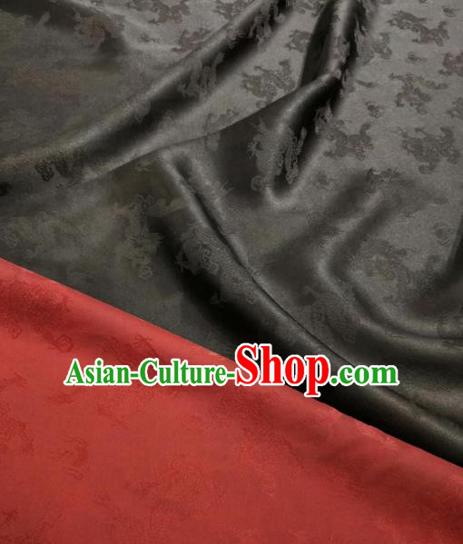 Asian Chinese Traditional Dragons Pattern Design Black Gambiered Guangdong Gauze Fabric Silk Material Asian Chinese Traditional Dragons Pattern Design Black Gambiered Guangdong Gauze Fabric Silk Material