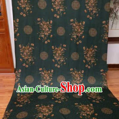 Asian Chinese Traditional Flowers Pattern Design Atrovirens Gambiered Guangdong Gauze Fabric Silk Material