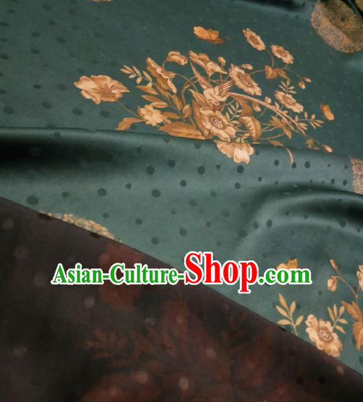 Asian Chinese Traditional Flowers Pattern Design Atrovirens Gambiered Guangdong Gauze Fabric Silk Material Asian Chinese Traditional Flowers Pattern Design Atrovirens Gambiered Guangdong Gauze Fabric Silk Material
