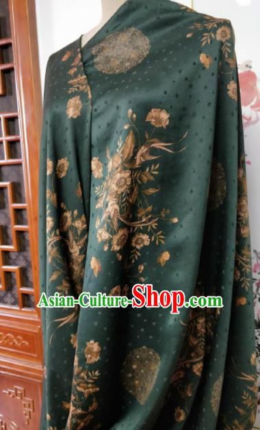 Asian Chinese Traditional Flowers Pattern Design Atrovirens Gambiered Guangdong Gauze Fabric Silk Material Asian Chinese Traditional Flowers Pattern Design Atrovirens Gambiered Guangdong Gauze Fabric Silk Material