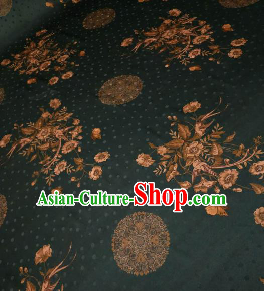Asian Chinese Traditional Flowers Pattern Design Atrovirens Gambiered Guangdong Gauze Fabric Silk Material Asian Chinese Traditional Flowers Pattern Design Atrovirens Gambiered Guangdong Gauze Fabric Silk Material