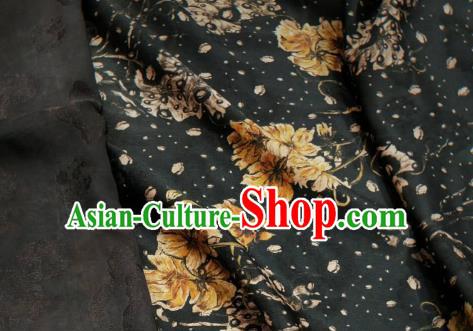 Asian Chinese Traditional Flowers Pattern Design Black Gambiered Guangdong Gauze Fabric Silk Material Asian Chinese Traditional Flowers Pattern Design Black Gambiered Guangdong Gauze Fabric Silk Material