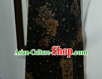 Asian Chinese Traditional Flowers Pattern Design Black Gambiered Guangdong Gauze Fabric Silk Material Asian Chinese Traditional Flowers Pattern Design Black Gambiered Guangdong Gauze Fabric Silk Material