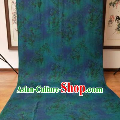 Asian Chinese Traditional Yulan Magnolia Pattern Design Blue Gambiered Guangdong Gauze Fabric Silk Material