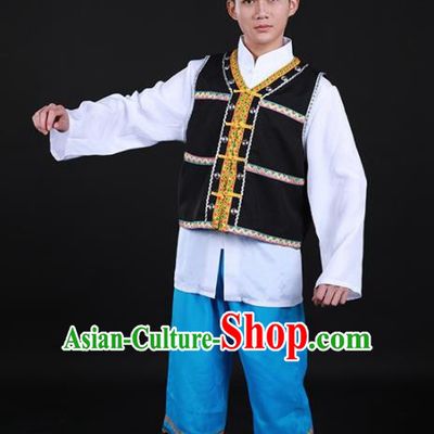 Chinese Traditional Bonan Nationality Festival Outfits Ethnic Minority Folk Dance Stage Show Costume for Men