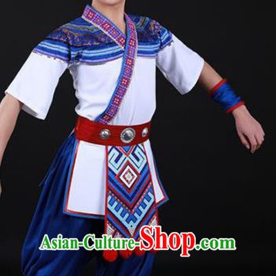 Chinese Traditional Yao Nationality Festival Outfits Ethnic Minority Folk Dance Stage Show Costume for Men