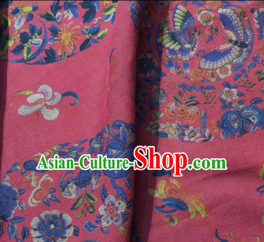 Asian Chinese Traditional Plum Blossom Pattern Design Rosy Gambiered Guangdong Gauze Fabric Silk Material Asian Chinese Traditional Plum Blossom Pattern Design Rosy Gambiered Guangdong Gauze Fabric Silk Material