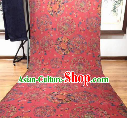 Asian Chinese Traditional Plum Blossom Pattern Design Rosy Gambiered Guangdong Gauze Fabric Silk Material Asian Chinese Traditional Plum Blossom Pattern Design Rosy Gambiered Guangdong Gauze Fabric Silk Material