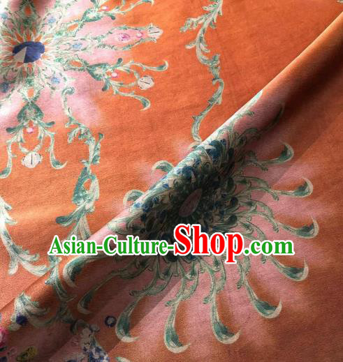 Asian Chinese Traditional Pattern Design Orange Gambiered Guangdong Gauze Fabric Silk Material Asian Chinese Traditional Pattern Design Orange Gambiered Guangdong Gauze Fabric Silk Material