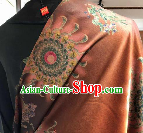 Asian Chinese Traditional Pattern Design Orange Gambiered Guangdong Gauze Fabric Silk Material Asian Chinese Traditional Pattern Design Orange Gambiered Guangdong Gauze Fabric Silk Material