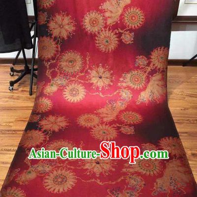 Asian Chinese Traditional Wheels Pattern Design Rosy Gambiered Guangdong Gauze Fabric Silk Material
