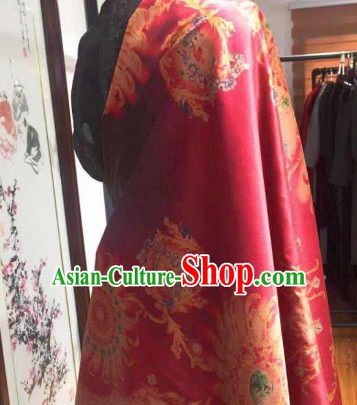 Asian Chinese Traditional Wheels Pattern Design Rosy Gambiered Guangdong Gauze Fabric Silk Material Asian Chinese Traditional Wheels Pattern Design Rosy Gambiered Guangdong Gauze Fabric Silk Material