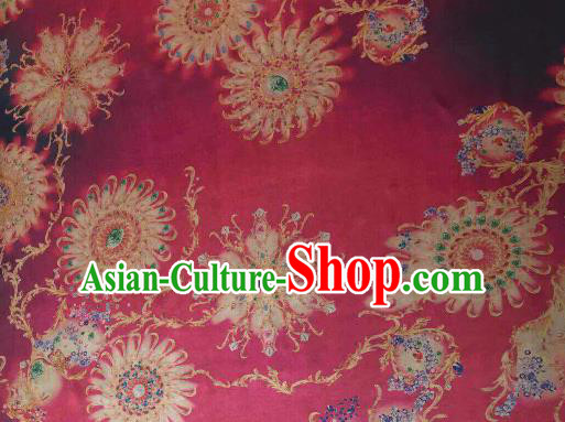 Asian Chinese Traditional Wheels Pattern Design Rosy Gambiered Guangdong Gauze Fabric Silk Material Asian Chinese Traditional Wheels Pattern Design Rosy Gambiered Guangdong Gauze Fabric Silk Material