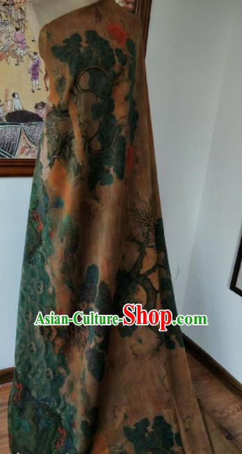 Asian Chinese Traditional Wave Crane Pattern Design Ginger Gambiered Guangdong Gauze Fabric Silk Material Asian Chinese Traditional Wave Crane Pattern Design Ginger Gambiered Guangdong Gauze Fabric Silk Material