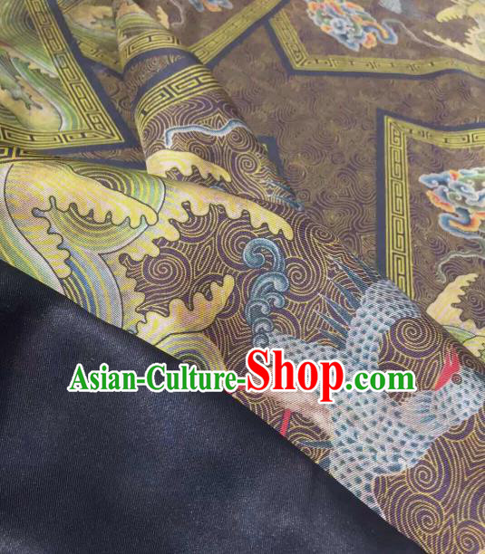Asian Chinese Traditional Cranes Pattern Design Brown Gambiered Guangdong Gauze Fabric Silk Material Asian Chinese Traditional Cranes Pattern Design Brown Gambiered Guangdong Gauze Fabric Silk Material