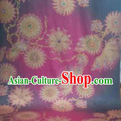 Asian Chinese Traditional Wheels Pattern Design Purple Gambiered Guangdong Gauze Fabric Silk Material