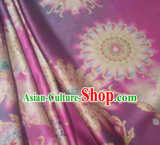 Asian Chinese Traditional Wheels Pattern Design Purple Gambiered Guangdong Gauze Fabric Silk Material Asian Chinese Traditional Wheels Pattern Design Purple Gambiered Guangdong Gauze Fabric Silk Material