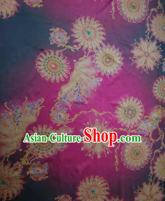 Asian Chinese Traditional Wheels Pattern Design Purple Gambiered Guangdong Gauze Fabric Silk Material Asian Chinese Traditional Wheels Pattern Design Purple Gambiered Guangdong Gauze Fabric Silk Material