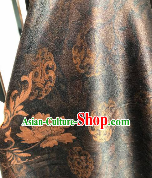 Asian Chinese Traditional Pattern Design Deep Grey Gambiered Guangdong Gauze Fabric Silk Material Asian Chinese Traditional Pattern Design Deep Grey Gambiered Guangdong Gauze Fabric Silk Material