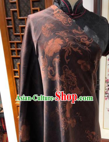 Asian Chinese Traditional Pattern Design Deep Grey Gambiered Guangdong Gauze Fabric Silk Material Asian Chinese Traditional Pattern Design Deep Grey Gambiered Guangdong Gauze Fabric Silk Material
