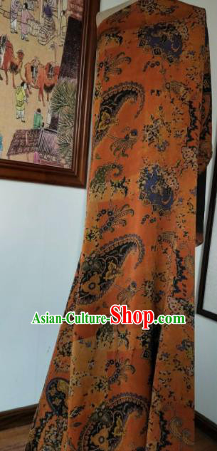 Asian Chinese Traditional Pattern Design Ginger Gambiered Guangdong Gauze Fabric Silk Material Asian Chinese Traditional Pattern Design Ginger Gambiered Guangdong Gauze Fabric Silk Material