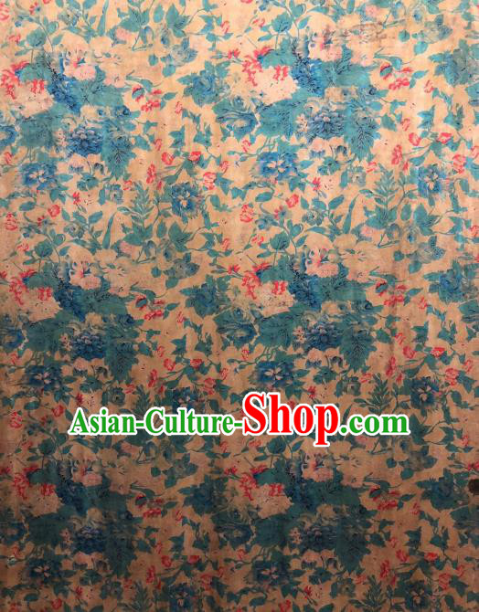 Asian Chinese Classical Flowers Pattern Design Ginger Gambiered Guangdong Gauze Fabric Traditional Silk Material Asian Chinese Classical Flowers Pattern Design Ginger Gambiered Guangdong Gauze Fabric Traditional Silk Material