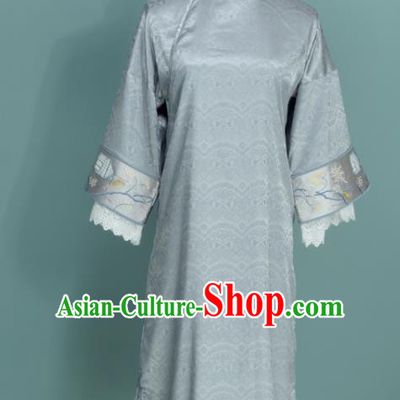 Chinese Traditional Light Blue Cheongsam Costume Republic of China Mandarin Qipao Dress for Women