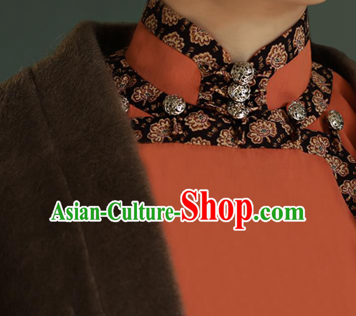 Chinese Traditional Orange Cheongsam Costume Republic of China Mandarin Qipao Dress for Women Chinese Traditional Orange Cheongsam Costume Republic of China Mandarin Qipao Dress for Women