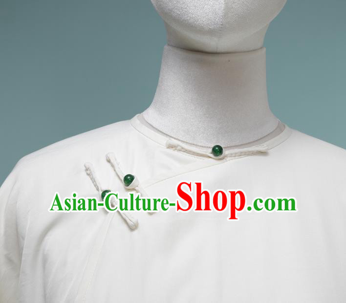 Chinese Traditional White Cheongsam Costume Republic of China Mandarin Qipao Dress for Women Chinese Traditional White Cheongsam Costume Republic of China Mandarin Qipao Dress for Women