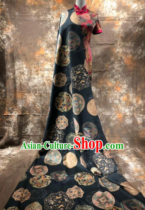 Asian Chinese Classical Pattern Design Black Gambiered Guangdong Gauze Fabric Traditional Silk Material Asian Chinese Classical Pattern Design Black Gambiered Guangdong Gauze Fabric Traditional Silk Material