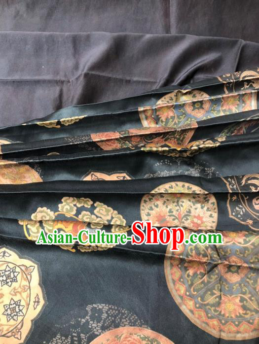 Asian Chinese Classical Pattern Design Black Gambiered Guangdong Gauze Fabric Traditional Silk Material Asian Chinese Classical Pattern Design Black Gambiered Guangdong Gauze Fabric Traditional Silk Material