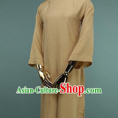 Chinese Traditional Khaki Silk Cheongsam Costume Republic of China Mandarin Qipao Dress for Women