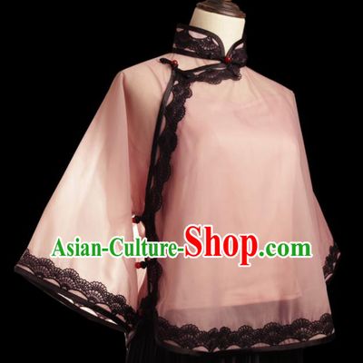 Traditional Chinese Tang Suit Pink Blouse Cheongsam Upper Outer Garment for Women