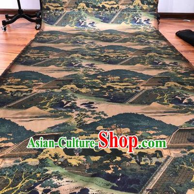 Asian Chinese Traditional Pine Pattern Design Ginger Gambiered Guangdong Gauze Fabric Silk Material