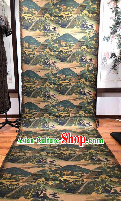 Asian Chinese Traditional Pine Pattern Design Ginger Gambiered Guangdong Gauze Fabric Silk Material Asian Chinese Traditional Pine Pattern Design Ginger Gambiered Guangdong Gauze Fabric Silk Material