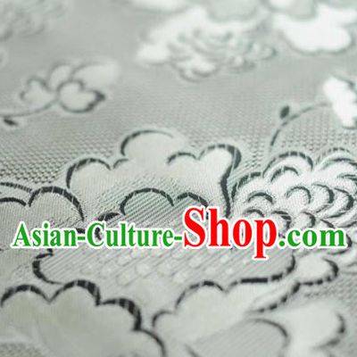 Asian Chinese Traditional Begonia Pattern Design Grey Gambiered Guangdong Gauze Fabric Silk Material