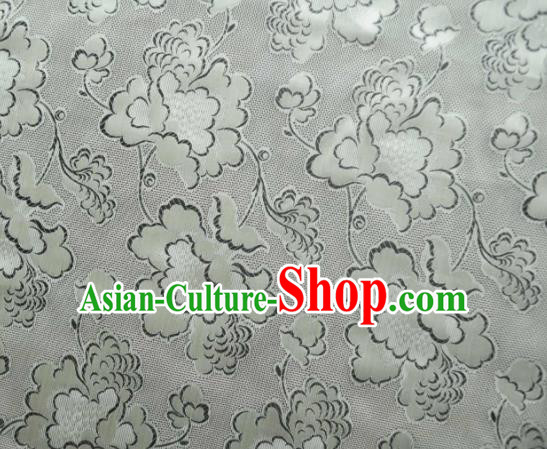 Asian Chinese Traditional Begonia Pattern Design Grey Gambiered Guangdong Gauze Fabric Silk Material Asian Chinese Traditional Begonia Pattern Design Grey Gambiered Guangdong Gauze Fabric Silk Material